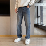 加绒加厚牛仔裤男潮牌休闲百搭宽松显瘦直筒长裤子183P65加绒P65，男装牛仔裤，星座1102