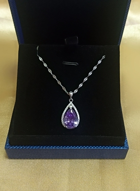 925纯银紫色宝石项链女