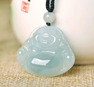 纯天然翡翠玉A货佛公项链正品冰透玉石弥勒佛笑佛女款高级礼物