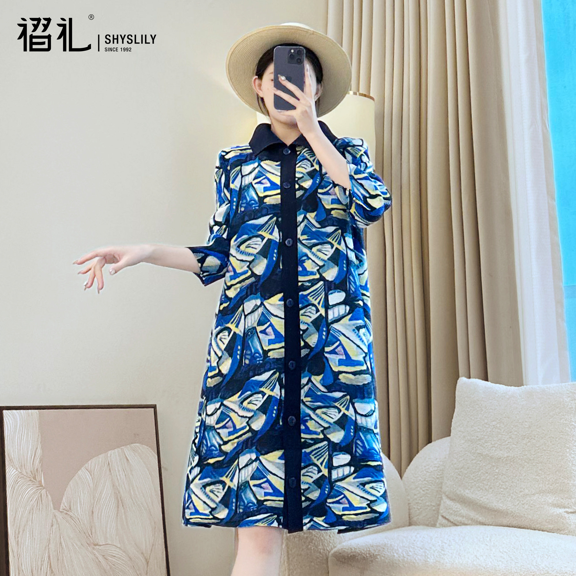 妈妈连衣裙宽松大码显瘦遮肉褶皱印花裙子2026春季新款三宅弹簧裙,女装/女士精品,连衣裙,淘宝优惠券,粉丝福利购,淘宝优惠卷