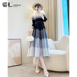 三宅褶皱连衣裙春新款轻奢好看高级花苞裙气质女装弹簧裙宽松衣服