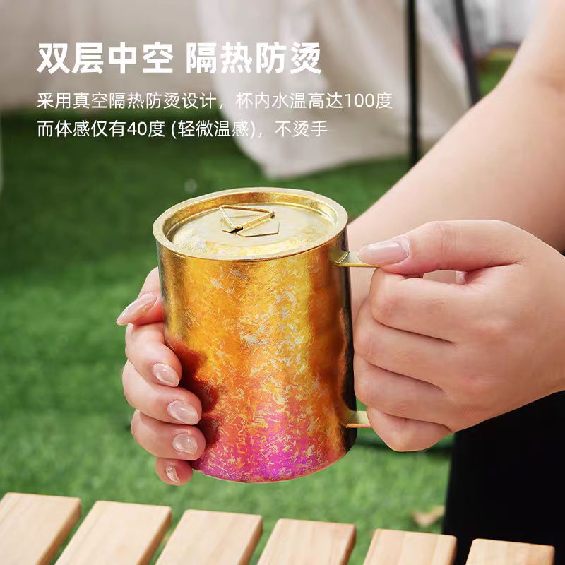 牧钛纯钛马克杯水杯户外露营便携