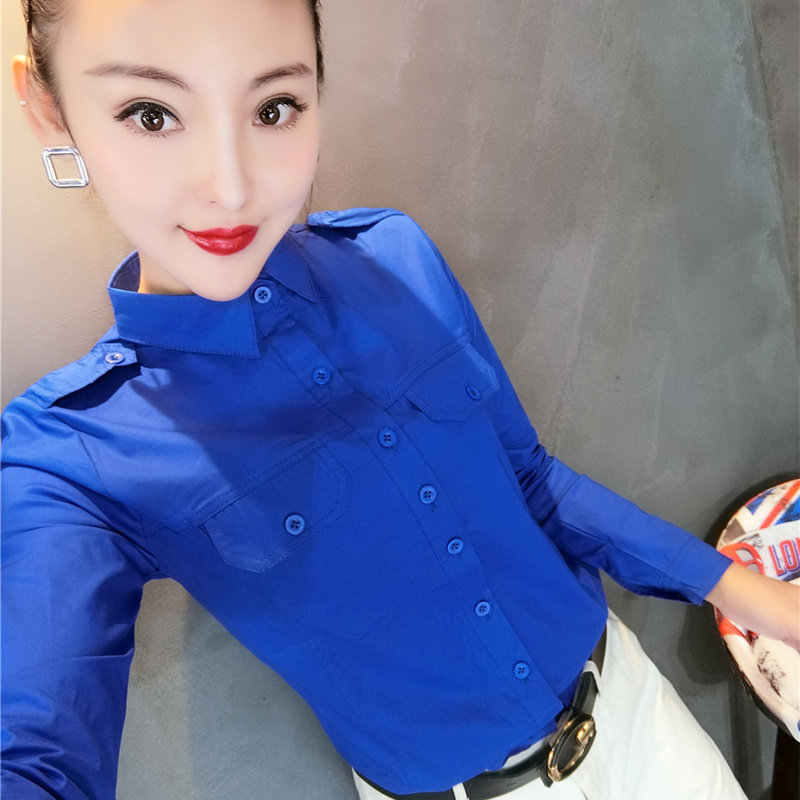姿辛白色衬衫女长袖秋冬装新款上衣职业韩范冬衬衣打底正装工作服
