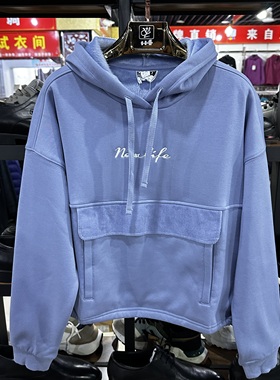 乔丹正品秋冬款女子连帽加绒套头卫衣宽松版短款上衣GWD42222543