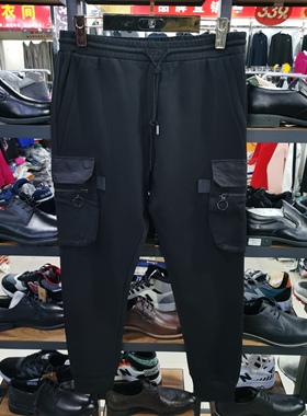 QET潮牌男子春秋新款休闲运动长裤时尚舒适弹力百搭束脚工装裤子
