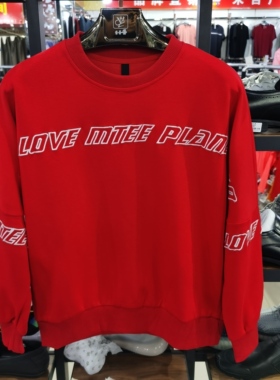 QET潮牌春秋款男圆领套头卫衣休闲运动宽松版长袖T恤字母学生上衣