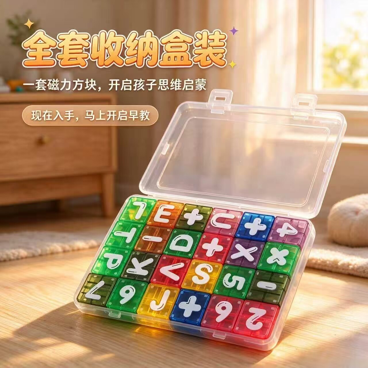 儿童磁力积木早教字母数字拼词