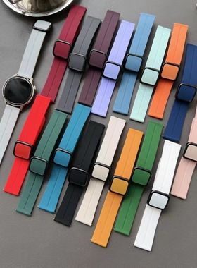 适用三星Galaxy watch654方形磁吸扣硅胶腕 active2/S3新款手表带