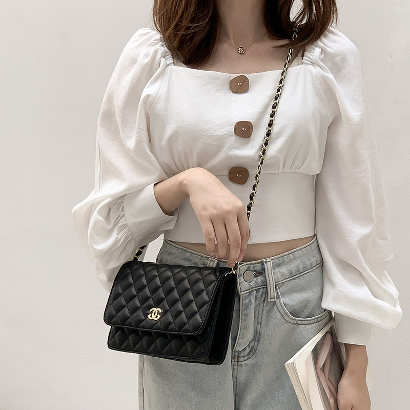 2020新款单肩包女时尚女包包斜挎包韩版时尚迷你菱格皮质女链条包