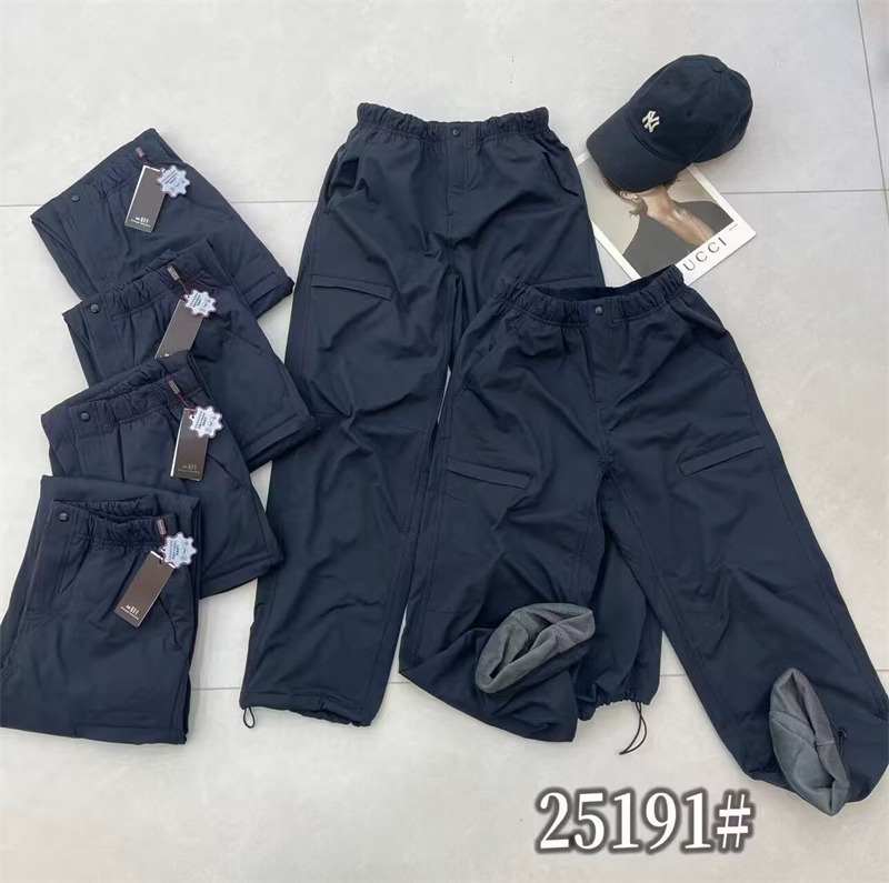 丽贝卡冬季加绒直筒工装裤束脚裤