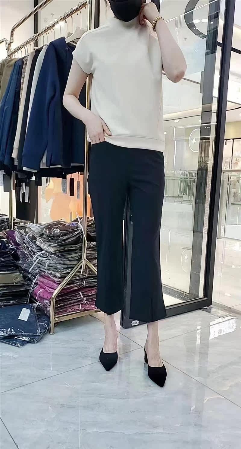 菲玛掂230082正品2023夏季新款时尚气质显瘦裤脚开叉微喇裤女裤