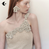 卢昱晓同款 藤蔓物语手工钩花斜肩吊带背心女独特针织抹胸上衣