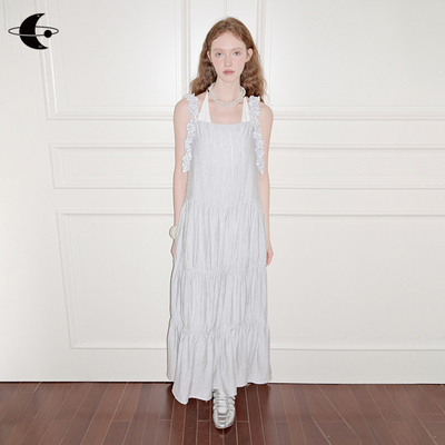 夏季茶歇法式吊带连衣裙