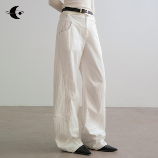 月裁云痕 分割弯刀长裤 白色裤 冬解构工装 子女2025新款 创世纪元