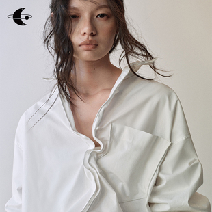 创世纪元【形经白述】高端小资小上衣衬衣女可塑形设计感白衬衫