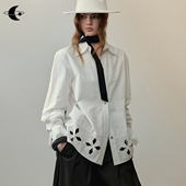 花影绰约 上衣2025年花边袖 套镂空花朵刺绣长袖 创世纪元 衬衫 女