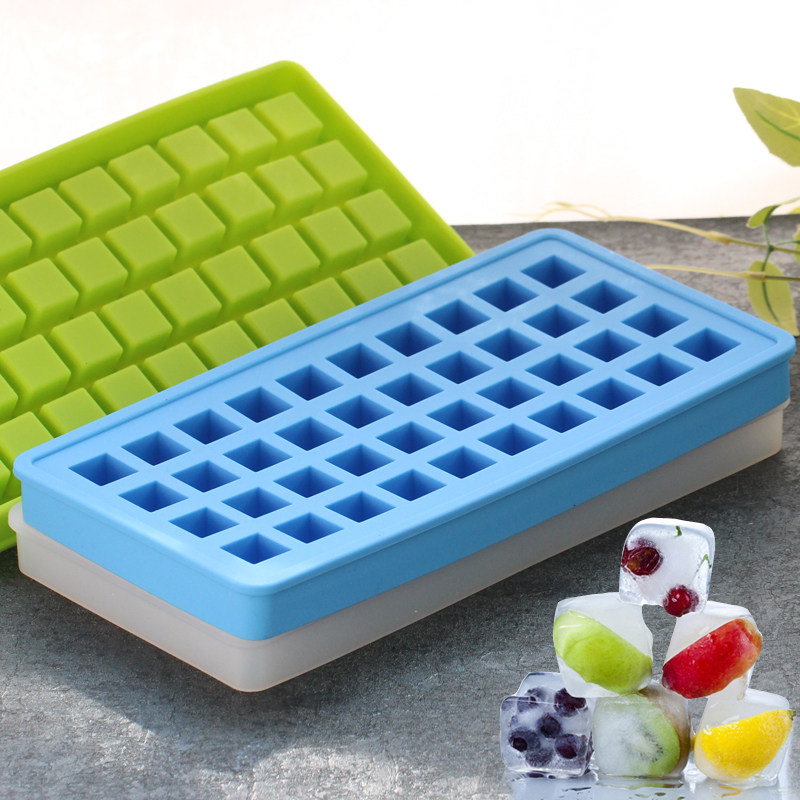 冰箱自制创意软冰格子迷你立体小方冰块模具食品级硅胶带盖制冰盒