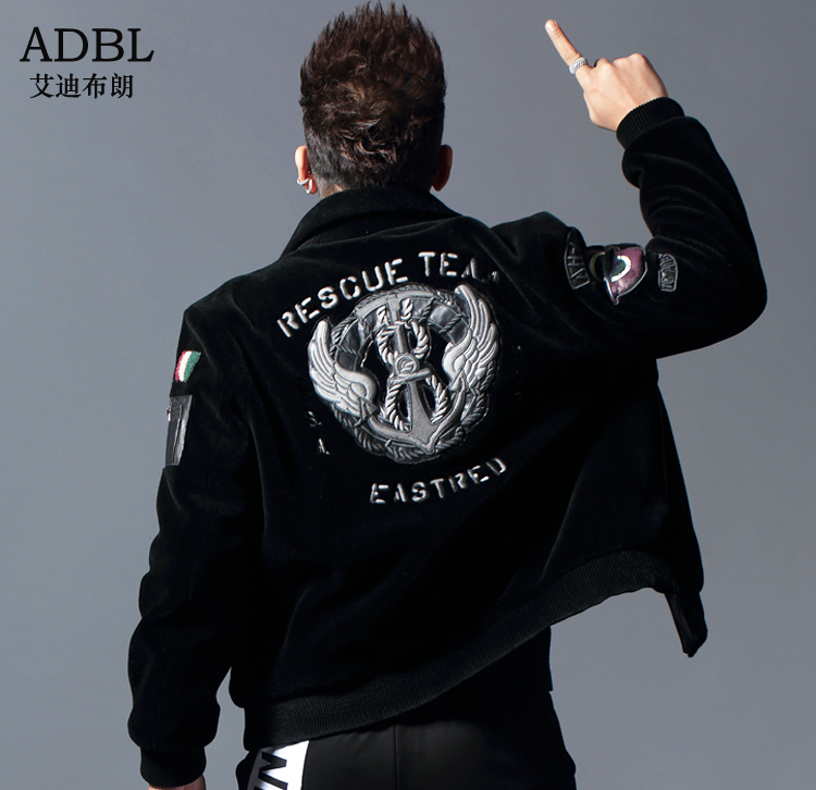 刺绣皮草潮真皮皮衣机车翻