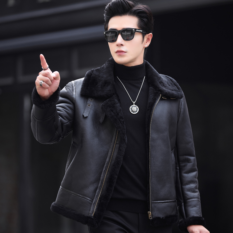 皮毛一体潮真皮毛西装领皮草真皮