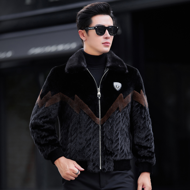 水貂领潮流貂皮衣翻领貂皮大衣貂