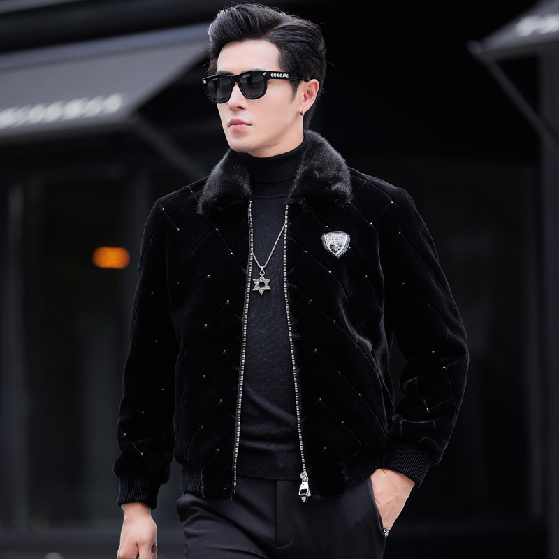 水貂毛休闲貂翻领皮草皮衣