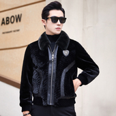 高端水貂绒外套真皮衣男士 整貂皮草大衣时尚 金貂绒皮毛一体男冬潮