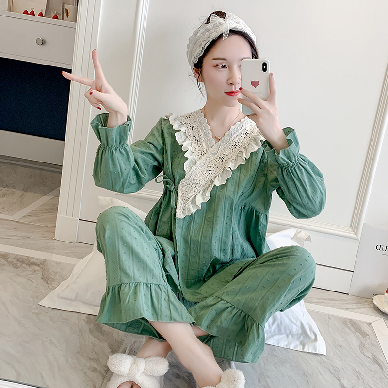 日系睡衣女春秋甜美纯棉韩版套装