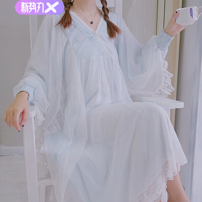 Sleepwear female autumn lady Sweet Wind court Lace Long sleeve Nightdress TSUMUGI longuette Home Furnishings Princess wind Nightdressin the Lingerie/Men's underwear/Tracksuit , Lingerie  category - from Buy2taobao.com to provide professional Taobao agent buy service