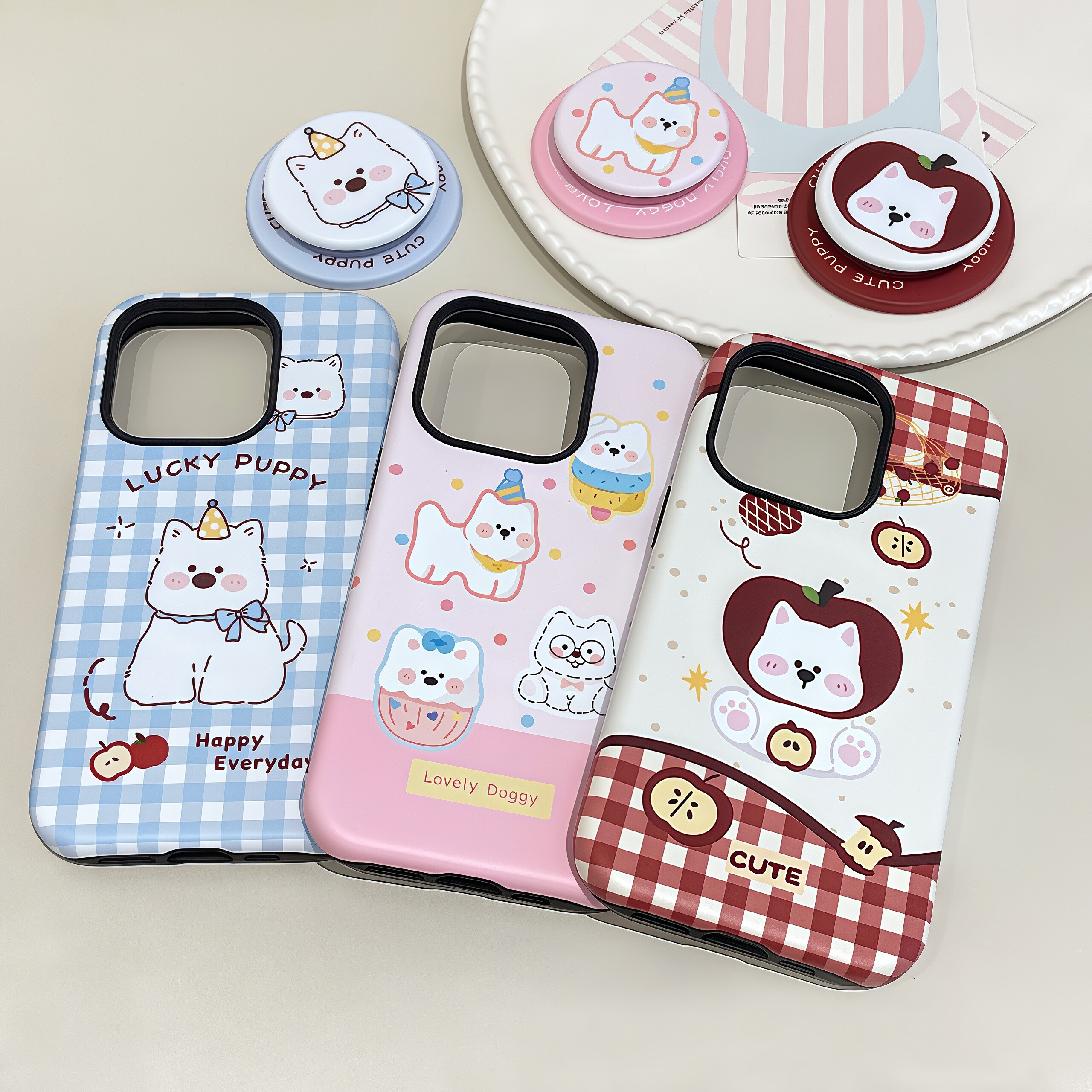 新款波点西高地适用苹果16/17Promax磁吸支架菲林手机壳iPhon14/15二合一防摔13air12保护套