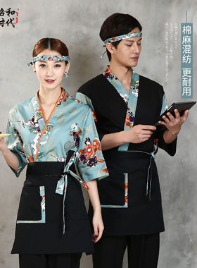 寿司店工作装日式居酒屋料理服装四季款服务员厨师装艺伎和服上衣