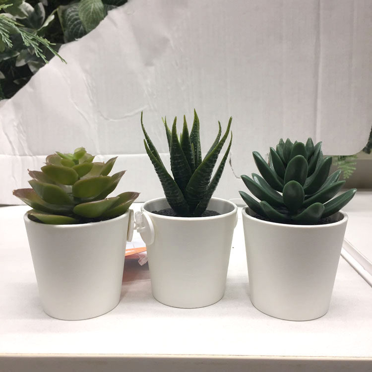 宜家 菲卡 人造盆栽带花盆 肉质植物 仿真植物盆景盆栽【3件套】