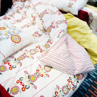 宜家 阿库拉 被套和枕套 单人双人纯棉被套 花卉民宿家用高级被罩