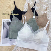 枫之欣5092春夏新款 冰丝蕾丝凉爽精致聚拢V领吊带美背文胸内衣女
