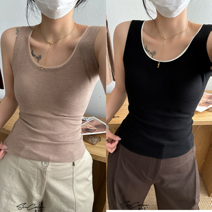 黛美芮秋冬羊绒蛋白无痕磨毛固定杯聚拢无袖 打底保暖背心女士3551