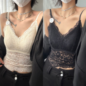 黛美芮新品 背心女5520 性感微透全蕾丝固定杯半露背交叉美背中长款