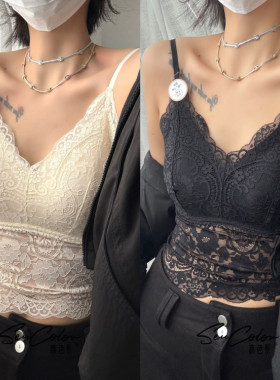 黛美芮性感蕾丝女交叉美背小背心