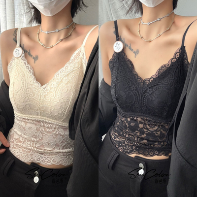 黛美芮性感蕾丝女交叉美背小背心