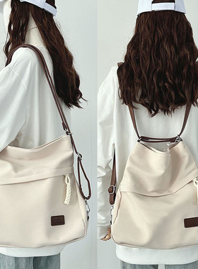 一包三用背包双肩包书包女学生2025新款帆布包大容量托特包斜挎包