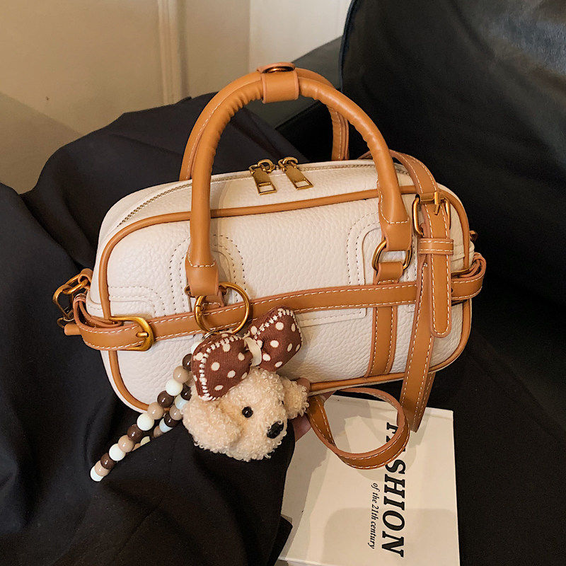 韩系撞色手提小拎包女2026新款时尚休闲单肩包高级质感通勤斜挎包