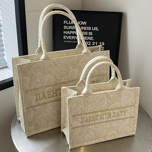 高级感印花手提大包包女2025新款 单肩包简约质感托特包 大容量时尚