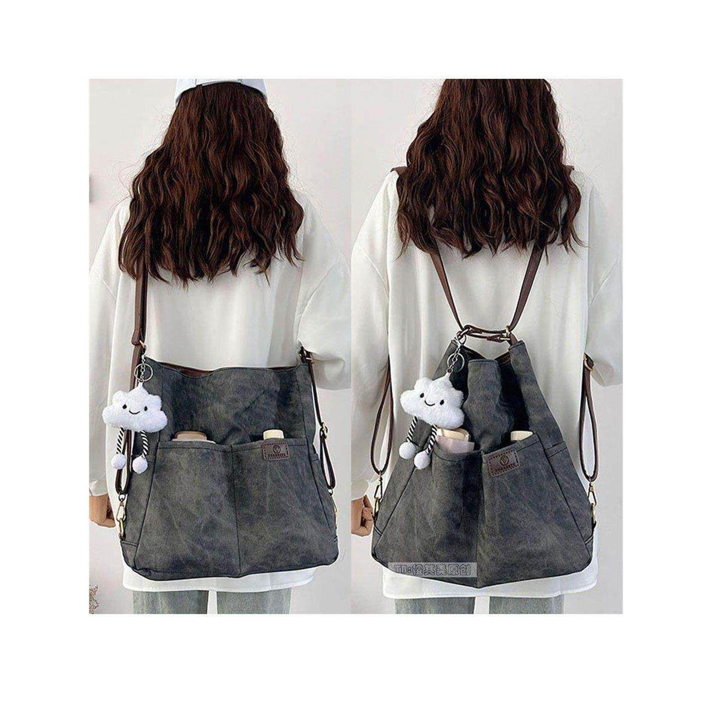 2025秋牛仔软皮三用背包包女大容量单肩托特包通勤斜挎包学生双肩,箱包皮具/热销女包/男包,托特包,淘宝优惠券,粉丝福利购,淘宝优惠卷