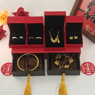 婚庆首饰婚礼摆台结婚假五金首饰套装 摆件订婚假三金招财饰品套装