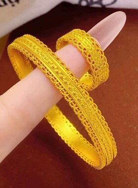 金店同款沙金古法腰缠万贯戒指花丝镂空钱币食指戒百搭送女友礼物