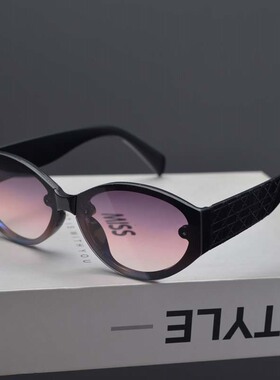 美式复古朋克风猫眼墨镜女潮圆脸高级感护目防紫外线痞帅太阳眼镜