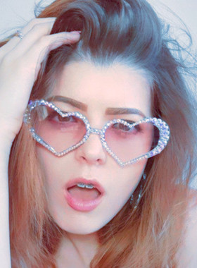 防紫外线复古简约男女镶钻太阳镜