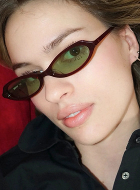欧美复古时髦椭圆形小框太阳眼镜