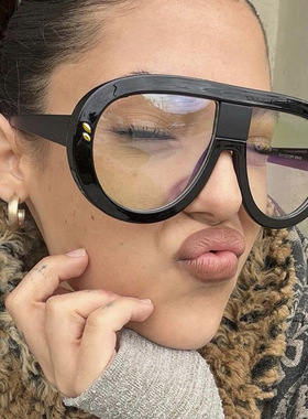 防紫外线蛤蟆镜复古男女米钉墨镜