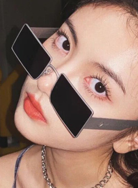 千禧机能感方形窄框朋克风墨镜