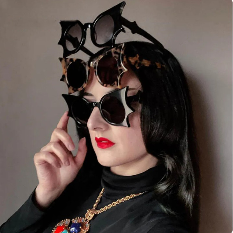 欧美复古大框蝙蝠翅膀太阳眼镜男女潮千禧朋克风异形夸张猫眼墨镜