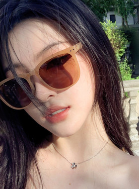夏季新款可折叠墨镜女网红潮流街拍琥珀茶色太阳镜素颜显瘦眼镜框